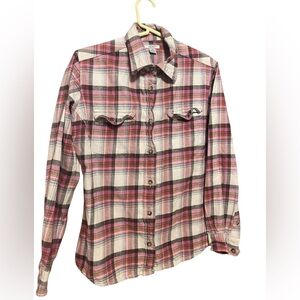 Carhartt Flannel Button-up Shirt Women’s Size Med 8-10 Long Sleeve Plaid Pink